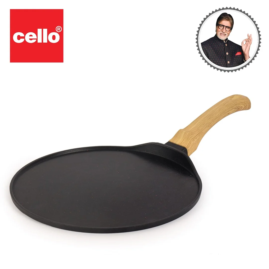 CELLO Castello 28 cm Die Cast Aluminium Flat Tawa Induction Base 4 mm Thickness Non‑Stick Scratch‑Resistant Heavy Duty Kitchen Cookware for Dosa Roti Chapati image 8