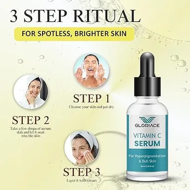 Vitamin C Face Serum for Hyperpigmentation & Dull Skin 30ml | Skin Brightening & Glowing Face Serum | Fades Dark Spots, Uneven Tone & Pigmentation | Antioxidant-Rich Daily Use Serum thumbnail 2