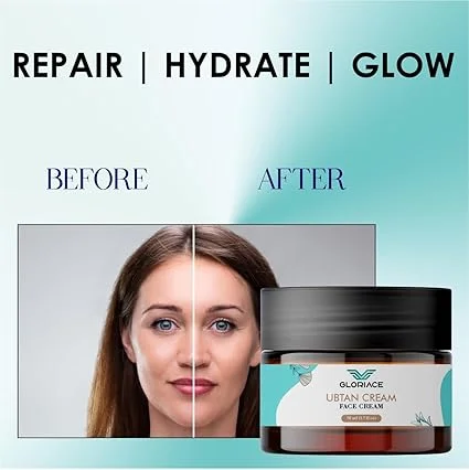 Natural Ubtan Face Cream 50 ml for Men & Women | Ayurvedic Herbal Tan Removal Moisturiser with Turmeric Saffron Sandalwood | Brightening Glow Cream | Smooth Skin Daily Use image 2