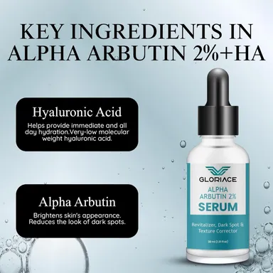 Alpha Arbutin 2% Face Serum 30ml for Dark Spots, Pigmentation, Acne Marks, Uneven Skin Tone, Texture Correction & Skin Brightening with Hydrating Revitalizer Formula thumbnail 1