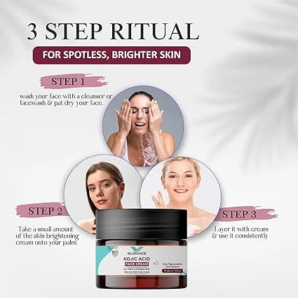 Kojic Acid Face Cream 50ml Daily Pigmentation Care Cream for Dark Spots Uneven Skin Tone Brightening Clear Radiant Skin Moisturising Skincare Cream for Women and Men image 4