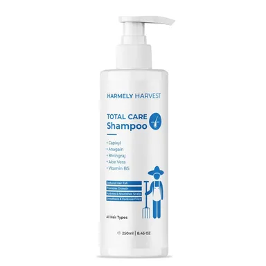 ARMELY HARVEST Total Care Anti Hair Fall Shampoo with Capixyl, Anagain, Bhringraj, Aloe Vera & Vitamin B5 | Sulphate & Silicone Free, Frizz Control, Nourishes Scalp & Strengthens Hair | Suitable for All Hair Types | 250 ml |  thumbnail 2