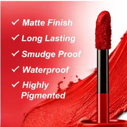 Love Mic Matte Liquid Lipstick Long Lasting Waterproof Smudge Proof Transfer Proof Red Lip Colour for Women Lightweight Highly Pigmented Velvet Finish Lip Makeup India Pack of 1 image 3