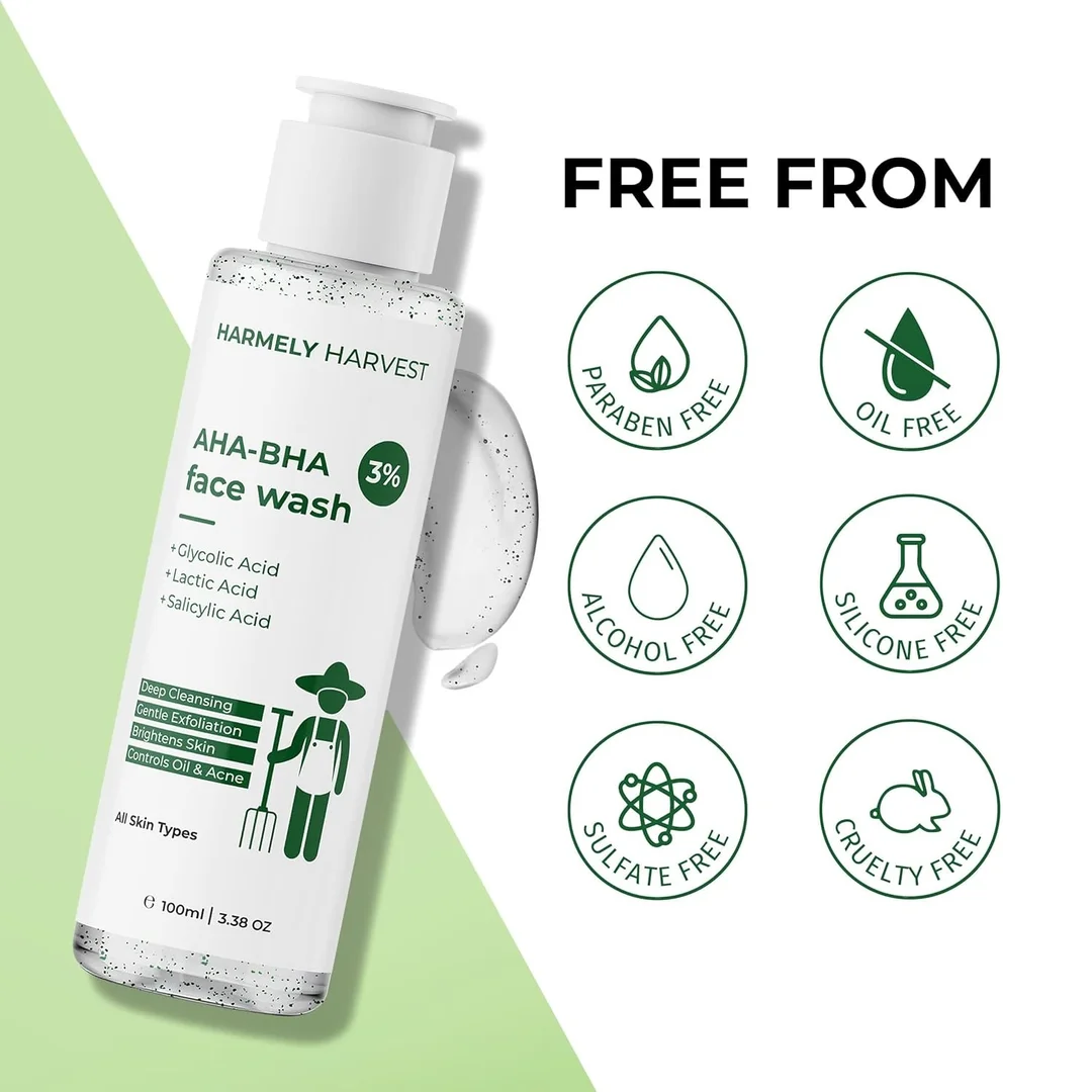3% AHA BHA Face Wash 100ml Pack of 2 for Acne Control, Oil Reduction| Brightening & Smooth Skin with Salicylic Acid| Glycolic Acid, Lactic Acid for All Skin Types| Women & Men image 5