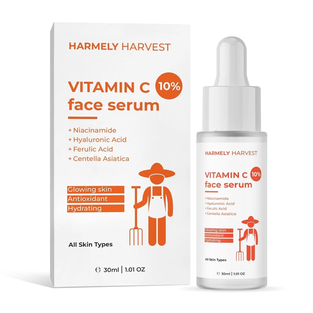 HARMELY HARVEST 10% Vitamin C Face Serum enhances skin glow & radiance. Infused with Niacinamide, Hyaluronic Acid, Ferulic Acid & Centella Asiatica for hydration, image 5
