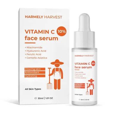 HARMELY HARVEST 10% Vitamin C Face Serum enhances skin glow & radiance. Infused with Niacinamide, Hyaluronic Acid, Ferulic Acid & Centella Asiatica for hydration, thumbnail 4