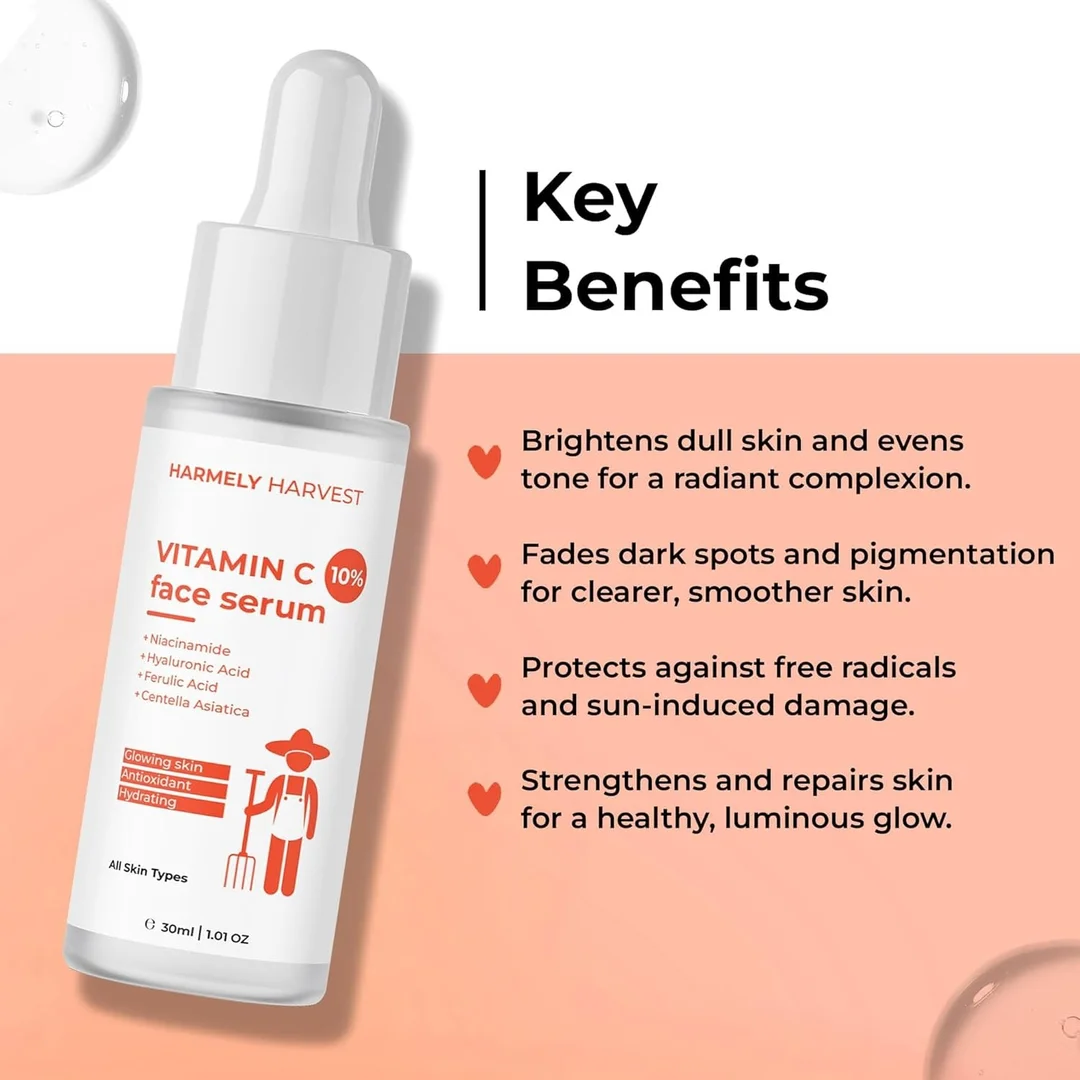 Vitamin C 10% Face Serum 30ml for Brightening| Glow & Hydration with Niacinamide & Ferulic Acid + 4% AHA BHA Underarm Roll-On 50ml for Odor Control & Dark Underarms with Lactic, Glycolic & Salicylic Acid image 4