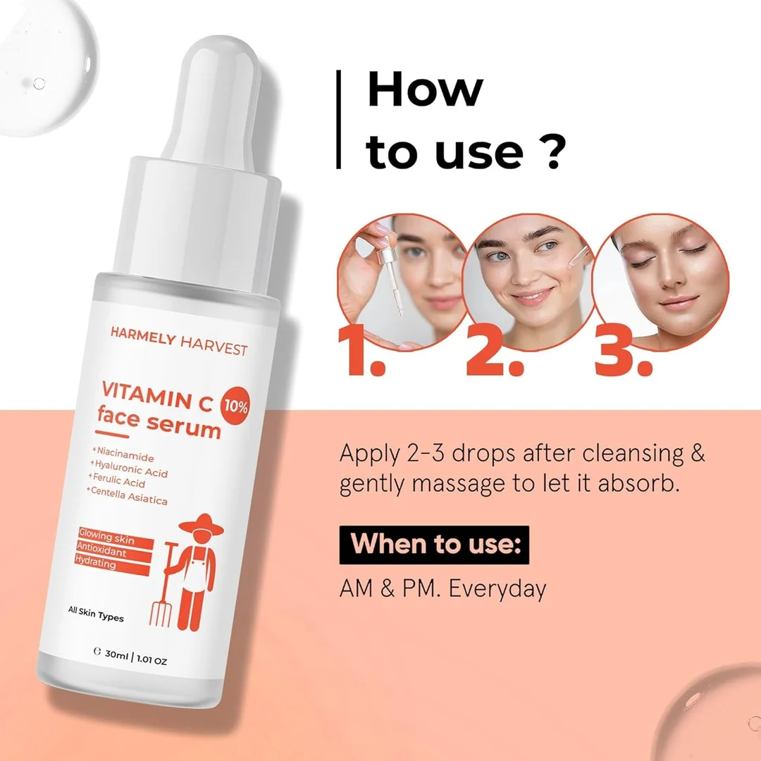 Vitamin C 10% Face Serum 30ml for Brightening| Glow & Hydration with Niacinamide & Ferulic Acid + 4% AHA BHA Underarm Roll-On 50ml for Odor Control & Dark Underarms with Lactic, Glycolic & Salicylic Acid image 7