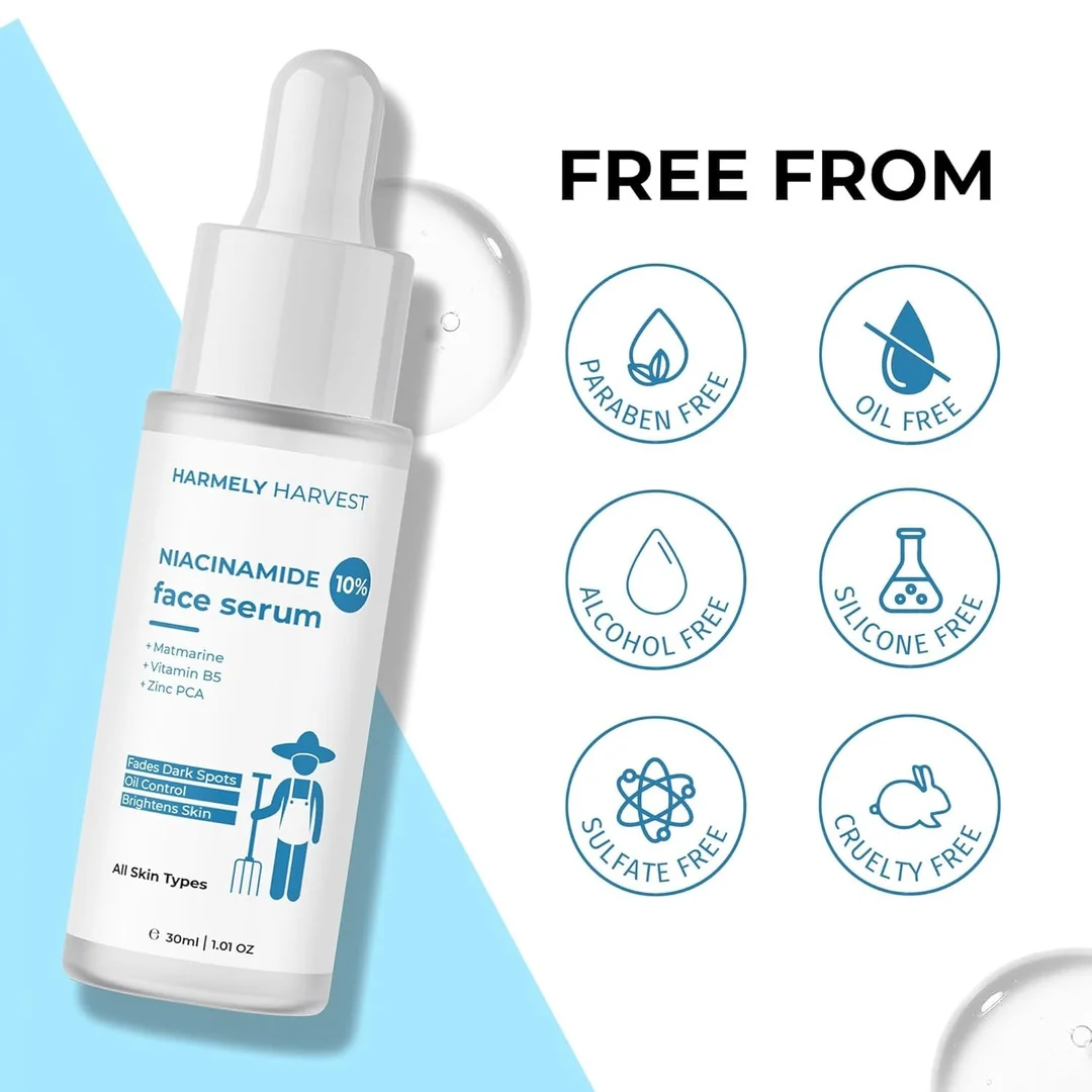 HARMELY HARVEST 10% Niacinamide Face Serum | Fades Dark Spots, Controls Oil & Brightens Skin image 2