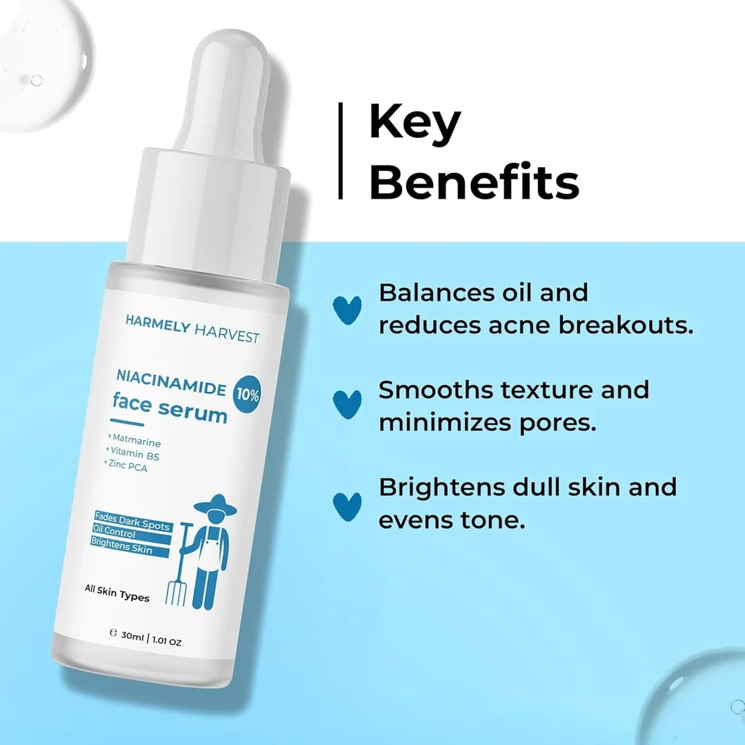 HARMELY HARVEST 10% Niacinamide Face Serum | Fades Dark Spots, Controls Oil & Brightens Skin image 4
