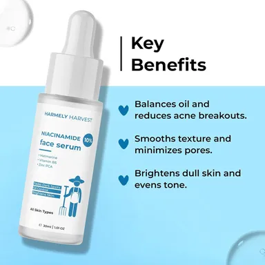 HARMELY HARVEST 10% Niacinamide Face Serum | Fades Dark Spots, Controls Oil & Brightens Skin thumbnail 3