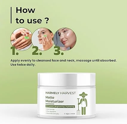 Matte Finish Face Moisturizer 5% Niacinamide Oil Control Cream with Rice Water Squalane Ceramide Collagen Brightening Hydrating Face Cream for Oily Acne Skin 50g Pack of 2 image 4