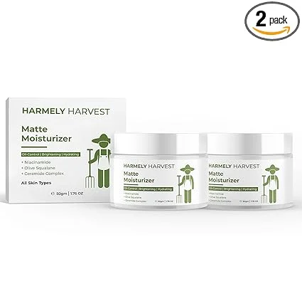 Matte Finish Face Moisturizer 5% Niacinamide Oil Control Cream with Rice Water Squalane Ceramide Collagen Brightening Hydrating Face Cream for Oily Acne Skin 50g Pack of 2 image 1