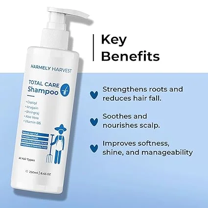 Total Care Hair Fall Control Shampoo 250ml Pack of 2 with Capixyl Anagain Bhringraj Aloe Vera Vitamin B5 Sulphate Silicone Free Anti Hair Loss Frizz Control Shampoo for Men Women All Hair Types image 3