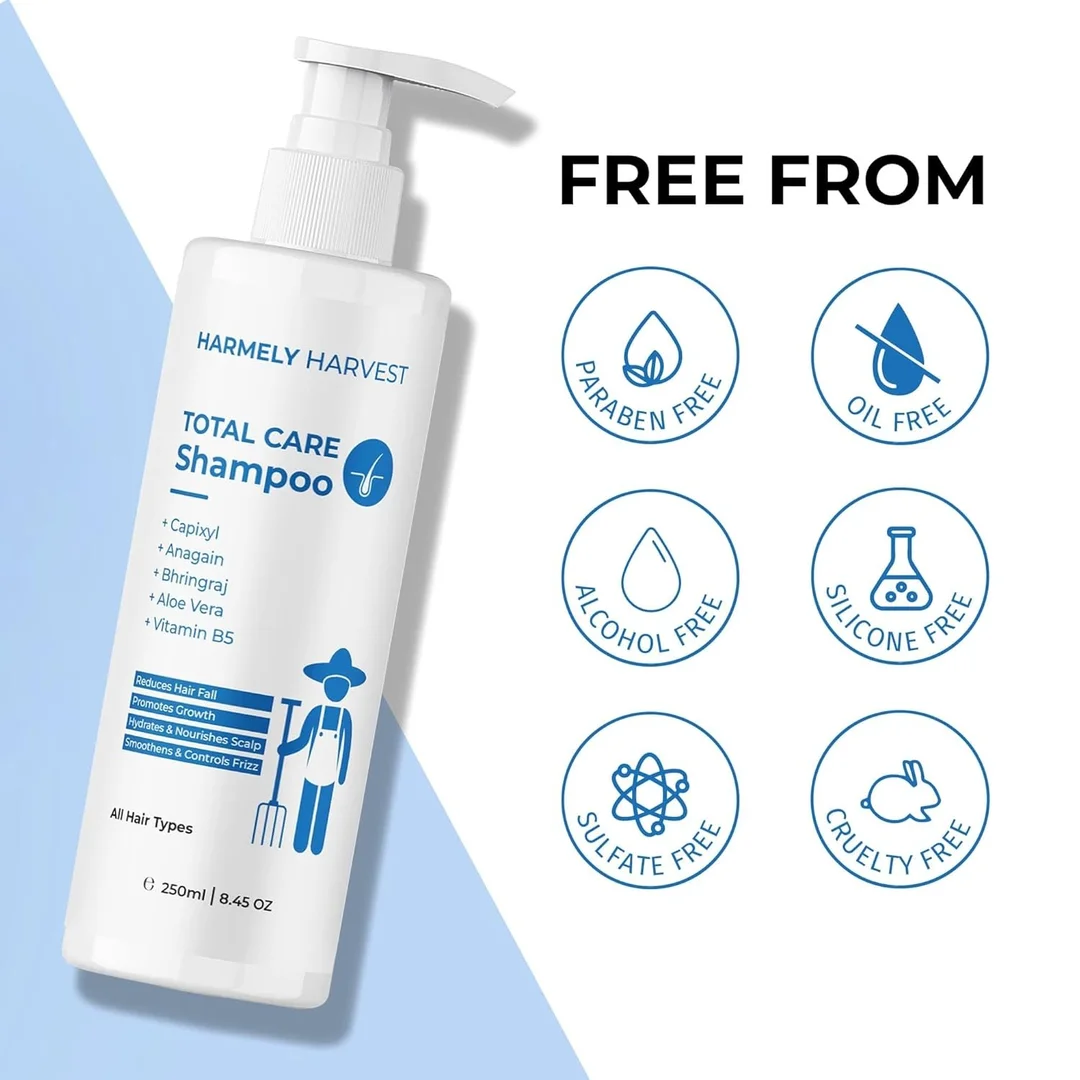 HARMELY HARVEST AHA BHA Face Wash (3%) for Acne & Oil Control with Glycolic, Lactic & Salicylic Acid (100ml) + Hair Fall Control Shampoo with Capixyl, Anagain & Bhringraj (250ml) Combo for Clear Skin & Strong Hair image 2