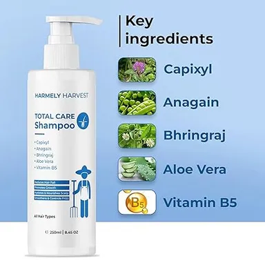 Total Care Shampoo | For Hair Fall Control & Scalp Nourishment | With Capixyl, Anagain & Bhringraj (250ml) + Niacinamide 10% Face Serum | For Oil Control, Dark Spots & Brightening | With Vitamin B5 & Zinc PCA (30ml) thumbnail 1