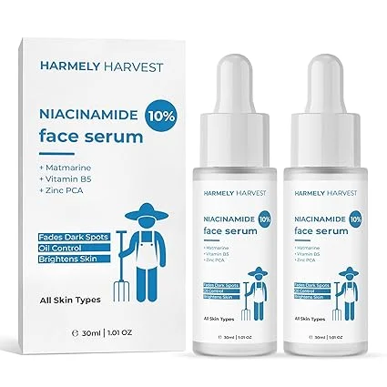 Niacinamide 10% Face Serum 30ml Pack of 2 for Oil Control Dark Spots Acne Marks Skin Brightening with Zinc PCA Vitamin B5 Matmarine for Men Women All Skin Types Lightweight Pore Minimising Serum India image 1
