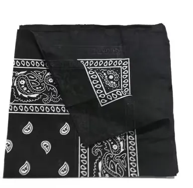 Unisex 100% Cotton Printed Bandana Head Wrap Wristband Face Cover Handkerchief 20x20cm Black Red Pack of 2 for Men Women Biker Scarf Hair Band Multi Purpose Cloth Mask thumbnail 1