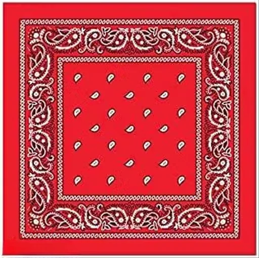 Unisex 100% Cotton Printed Bandana Head Wrap Wristband Face Cover Handkerchief 20x20cm Black Red Pack of 2 for Men Women Biker Scarf Hair Band Multi Purpose Cloth Mask image 3