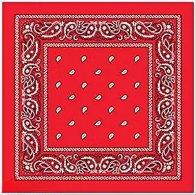 Unisex 100% Cotton Printed Bandana Head Wrap Wristband Face Cover Handkerchief 20x20cm Black Red Pack of 2 for Men Women Biker Scarf Hair Band Multi Purpose Cloth Mask thumbnail 2