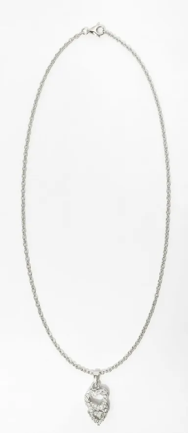 Women's Pendant is a delicate, feminine heart-shaped design in polished sterling silver |or silver-tone metal, featuring a romantic double-heart motif. High-fashion aesthetic. Perfect for both festive  thumbnail 2