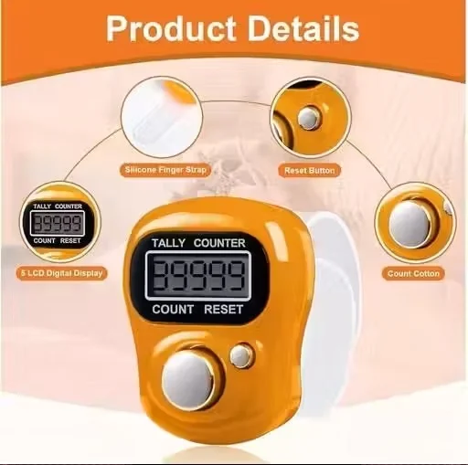 Pack of 2 Digital Finger Ring Tally Counter Mini Electronic Japa Counter Multicolour Adjustable Hand Click Counter for Prayer Chanting Sports Stitch Counting Portable Mini Counter Device image 2