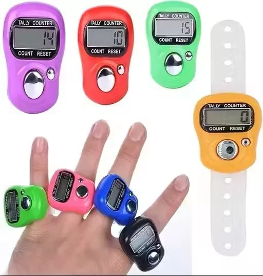 Pack of 2 Digital Finger Ring Tally Counter Mini Electronic Japa Counter Multicolour Adjustable Hand Click Counter for Prayer Chanting Sports Stitch Counting Portable Mini Counter Device image 3