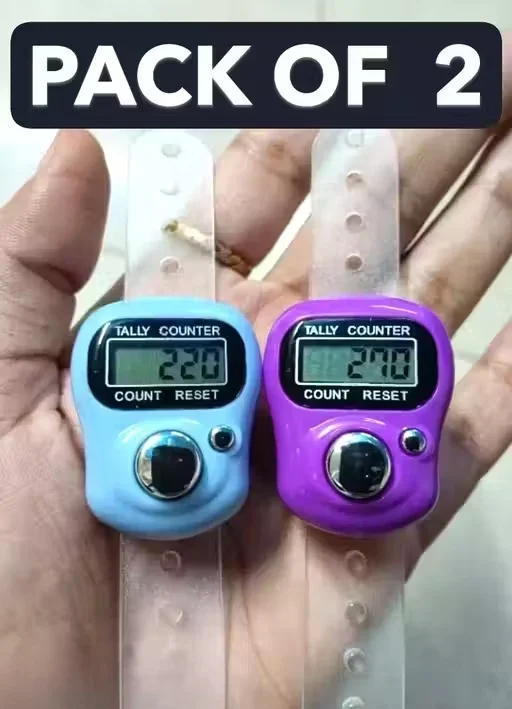 Pack of 2 Digital Finger Ring Tally Counter Mini Electronic Japa Counter Multicolour Adjustable Hand Click Counter for Prayer Chanting Sports Stitch Counting Portable Mini Counter Device image 1