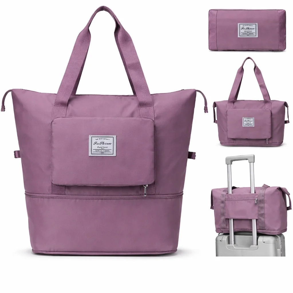 Ascension Foldable Duffle Travel Bag for Women Large Capacity Waterproof Carry On Luggage Purple Dry Wet Separation Gym Sports Shoulder Foldable Storage Bag image 1