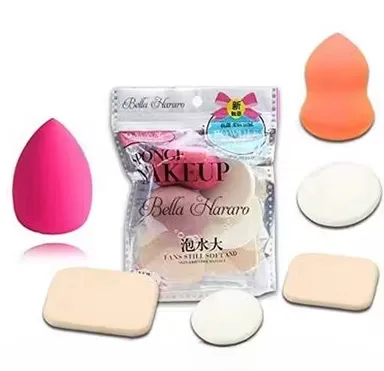 MSE 6 in 1 Makeup Sponge and Puff Set Pack of 2 Multicolour Beauty Blender Soft Latex Free Cosmetic Applicator for Foundation Concealer Powder Blending thumbnail 1