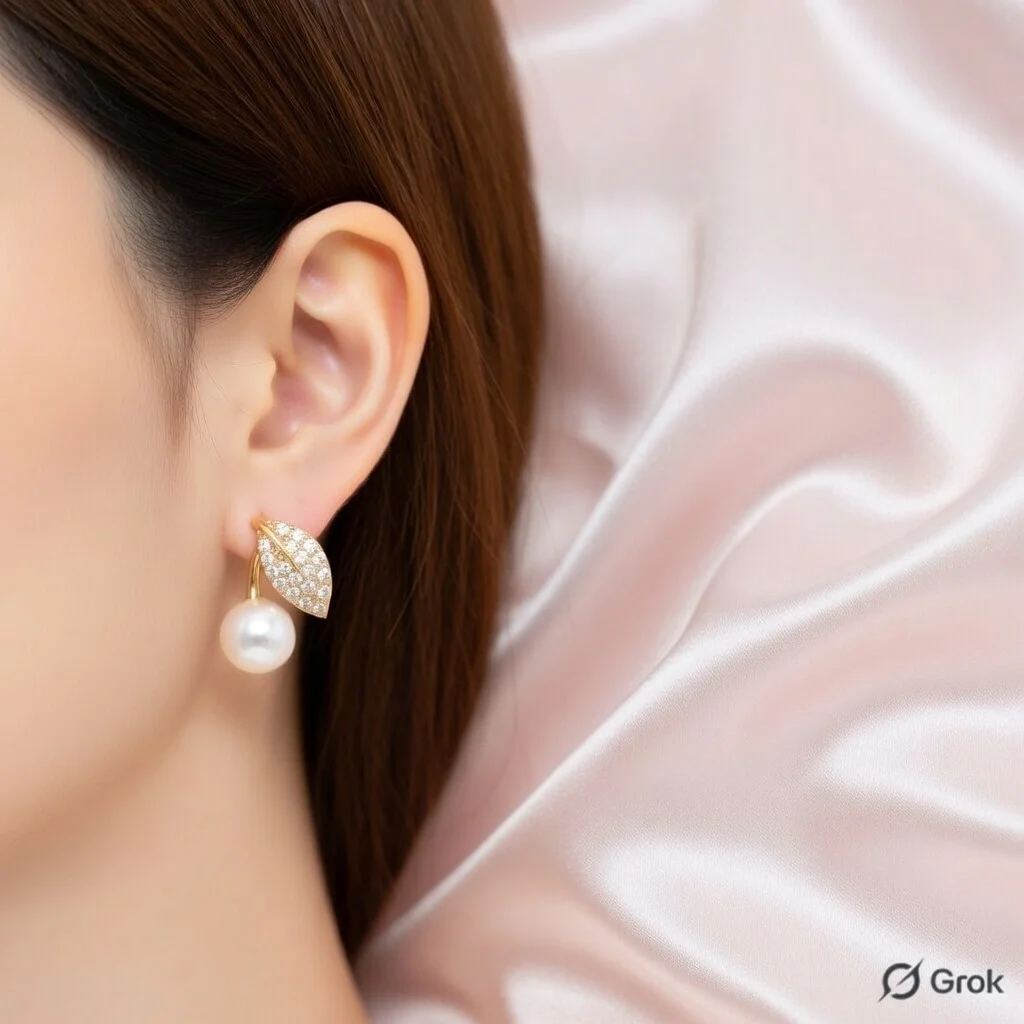 Pearl Gold Stud Earrings for Women Pack of 1 Lightweight Minimal Daily Wear Party Office Jewellery Alloy Gold Plated Elegant Pearl Stud Earring image 2
