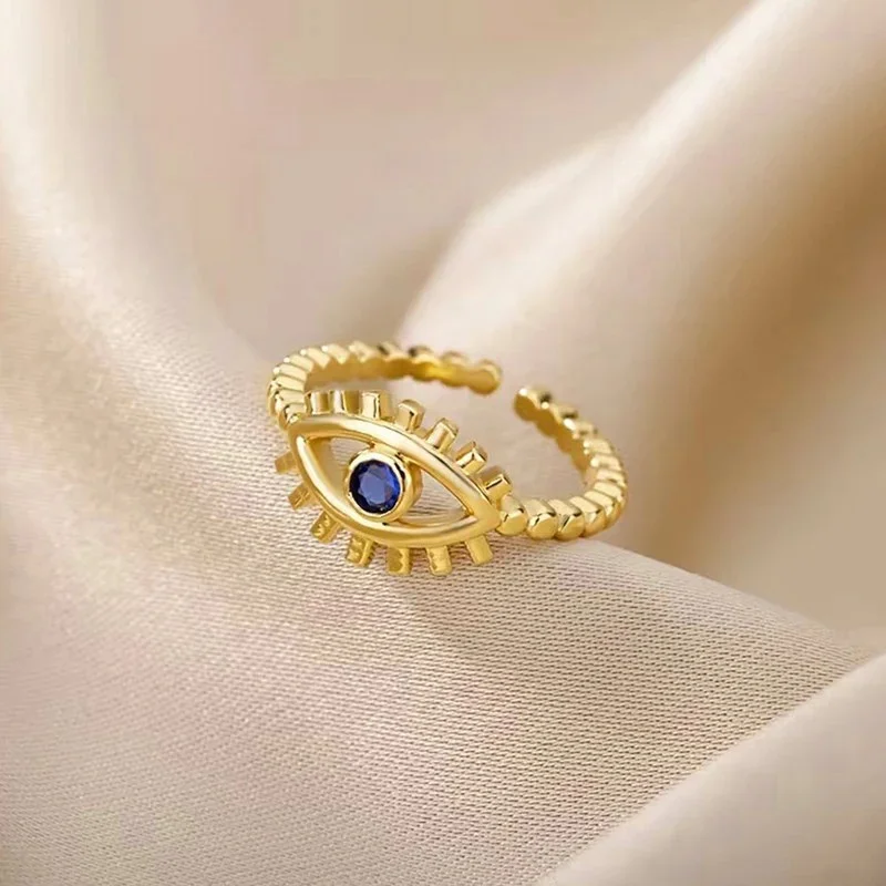 Gold Plated Contemporary Style Evil Eye Themed Adjustable Ring, Everyday wear. image 4