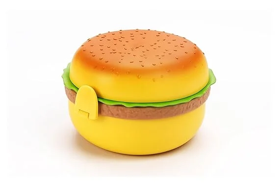 Kids Burger Shaped Lunch Box Tiffin for School | Snack & Sandwich Box for Boys Girls 3‑5 Years | BPA Free Leak‑Proof Kids Tiffin Box | Cute Burger Kids Meal Box image 1