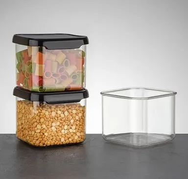 Multipurpose Transparent Square Airtight Kitchen Storage Containers Set 500 ml Each – Unbreakable BPA‑Free Plastic Masala Box Dabba for Spice, Cereals, Dal, Dry Fruits, Grocery Organiser Pack of 6 – Stackable Pantry & Modular Food Storage thumbnail 2
