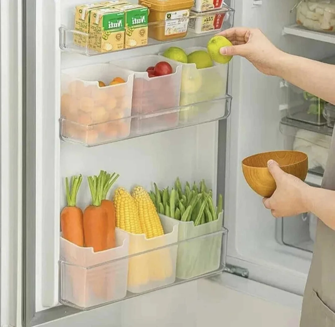 DEECKICH Plastic Fridge Storage Containers Set 1100 ml Pack of 6 Airtight Food Storage Boxes BPA Free Kitchen Organiser White Refrigerator Storage Containers image 2