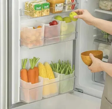 DEECKICH Plastic Fridge Storage Containers Set 1100 ml Pack of 6 Airtight Food Storage Boxes BPA Free Kitchen Organiser White Refrigerator Storage Containers thumbnail 1