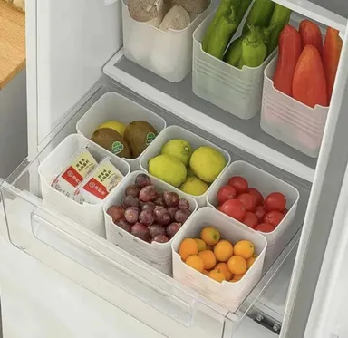 DEECKICH Plastic Fridge Storage Containers Set 1100 ml Pack of 6 Airtight Food Storage Boxes BPA Free Kitchen Organiser White Refrigerator Storage Containers thumbnail 2