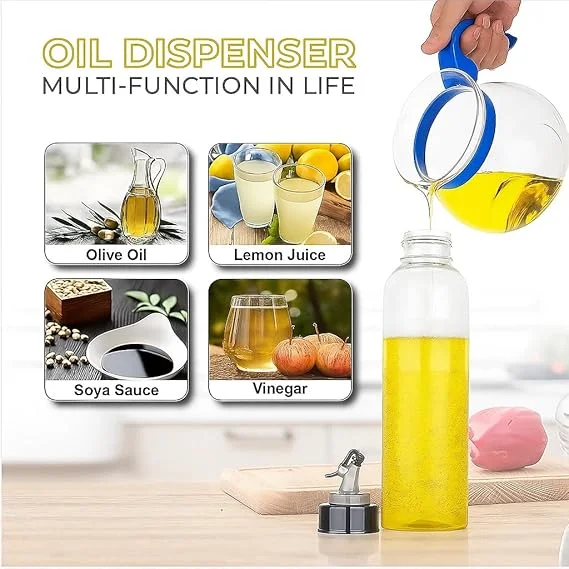 1L Oil Dispenser Bottles Pack of 2 Leak Proof BPA Free Plastic Oil Container for Cooking Oil Vinegar Kitchen Storage Transparent with Drip Free Pour Spout image 3