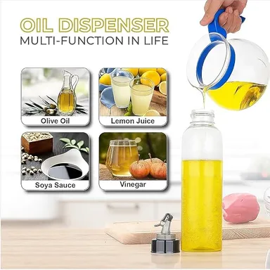 1L Oil Dispenser Bottles Pack of 2 Leak Proof BPA Free Plastic Oil Container for Cooking Oil Vinegar Kitchen Storage Transparent with Drip Free Pour Spout thumbnail 2