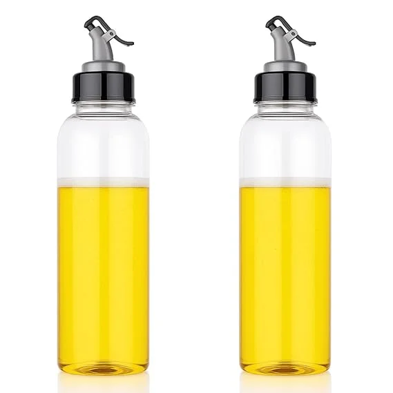 1L Oil Dispenser Bottles Pack of 2 Leak Proof BPA Free Plastic Oil Container for Cooking Oil Vinegar Kitchen Storage Transparent with Drip Free Pour Spout image 1