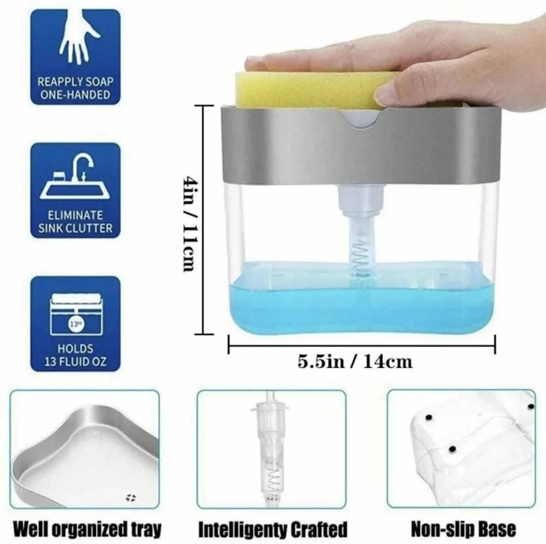 SPIKARUST 2 in 1 Press-Type Sink and Dishwasher Liquid Soap Dispenser 400ml Kitchen Bathroom Countertop Hand Soap Pump image 2