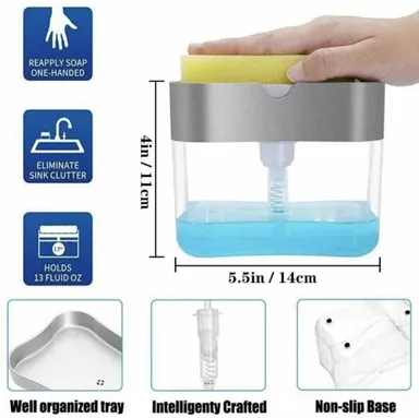 SPIKARUST 2 in 1 Press-Type Sink and Dishwasher Liquid Soap Dispenser 400ml Kitchen Bathroom Countertop Hand Soap Pump thumbnail 1