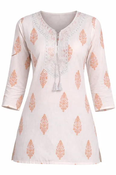 Women Cotton Printed Short Kurti Top XXL Casual Ethnic Wear Breathable Summer Kurta Tunic for Daily Wear Office Wear Lightweight Soft Fabric Stylish Indian Kurti thumbnail 1