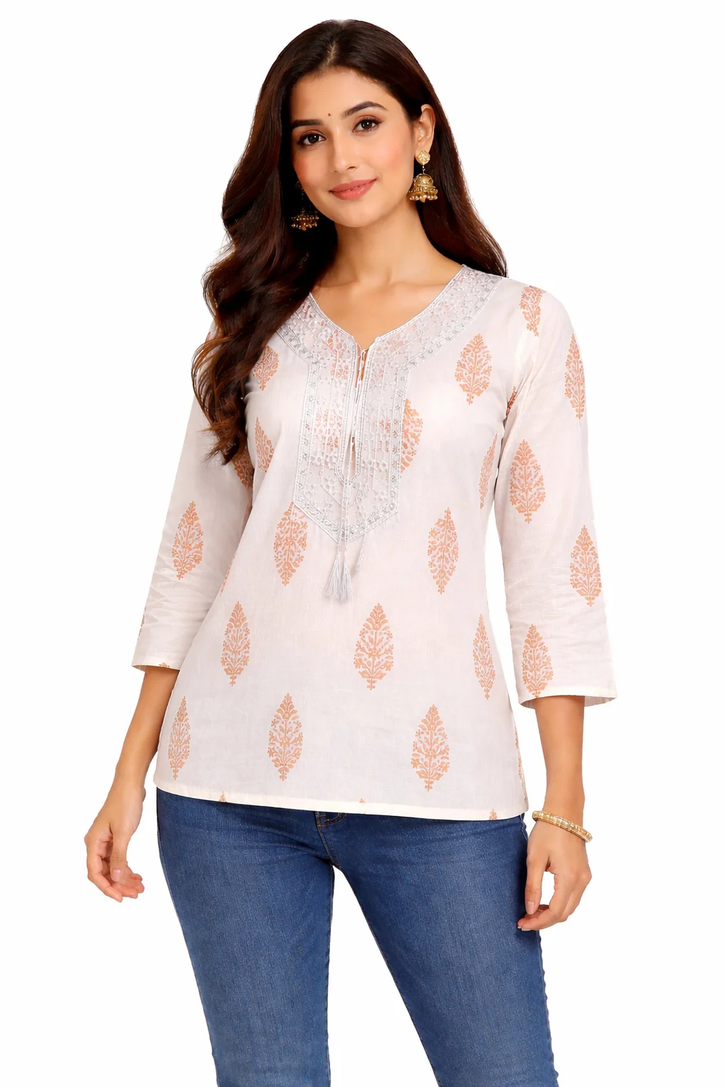 Women Cotton Printed Short Kurti Top XXL Casual Ethnic Wear Breathable Summer Kurta Tunic for Daily Wear Office Wear Lightweight Soft Fabric Stylish Indian Kurti image 1