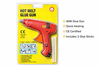 Hot Melt Electric Glue Gun with 2 Free Glue Sticks Quick Heat Fast Heating Trigger Feed Portable DIY Craft Repair Tool for Home Decoration School Projects Multi Purpose Adhesive Gun Pack of 1 thumbnail 3