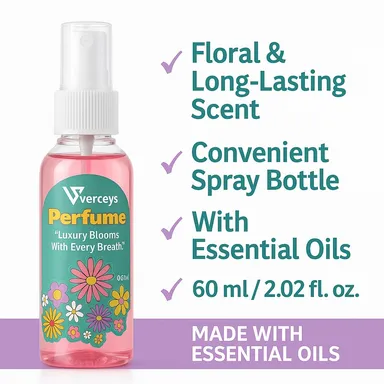 Verceys Luxury Blooms Rose Perfume 60ml Alcohol Free Natural Floral Fragrance Long Lasting Pink Essential Oil Perfume for Women Daily Wear Premium Attar Style Scent India thumbnail 1