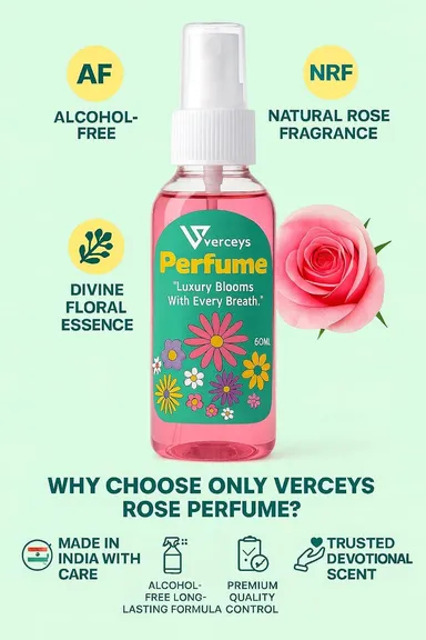 Verceys Luxury Blooms Rose Perfume 60ml Alcohol Free Natural Floral Fragrance Long Lasting Pink Essential Oil Perfume for Women Daily Wear Premium Attar Style Scent India thumbnail 2