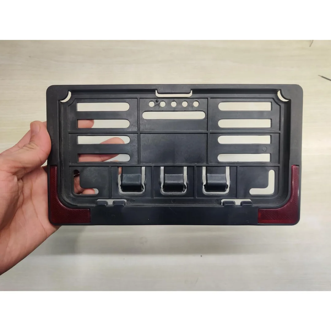 Motorcycle Number Plate Holder with Reflector & Light Stand | HSRP Compatible Bike Plate Frame ABS Universal Fit image 2