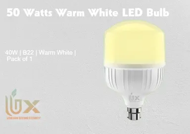 UBX Jumbo 50W LED Bulb B22 Warm White High Brightness Energy Efficient Bulb Surge Protection Long Lasting Home Lighting Bulb for Living Room Bedroom Shop India thumbnail 1