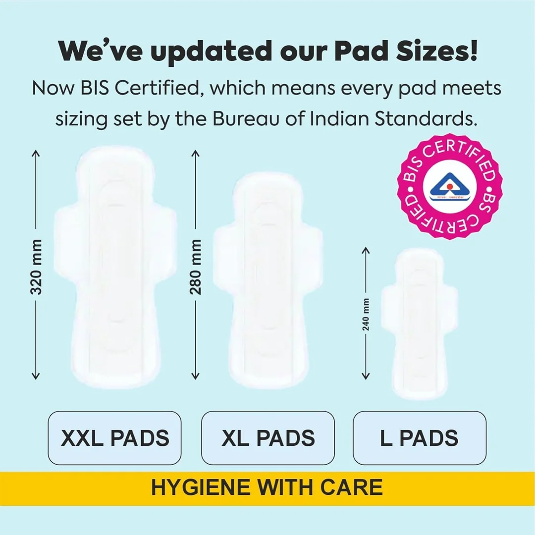 Organic Biodegradable Sanitary Pads for Women Ultra Thin Dual Wings 100 Percent Pure Cotton Heavy Flow 280mm XL XXL Size Anti Bacterial Super Absorbent Rash Free 40 Pads Pack India image 3